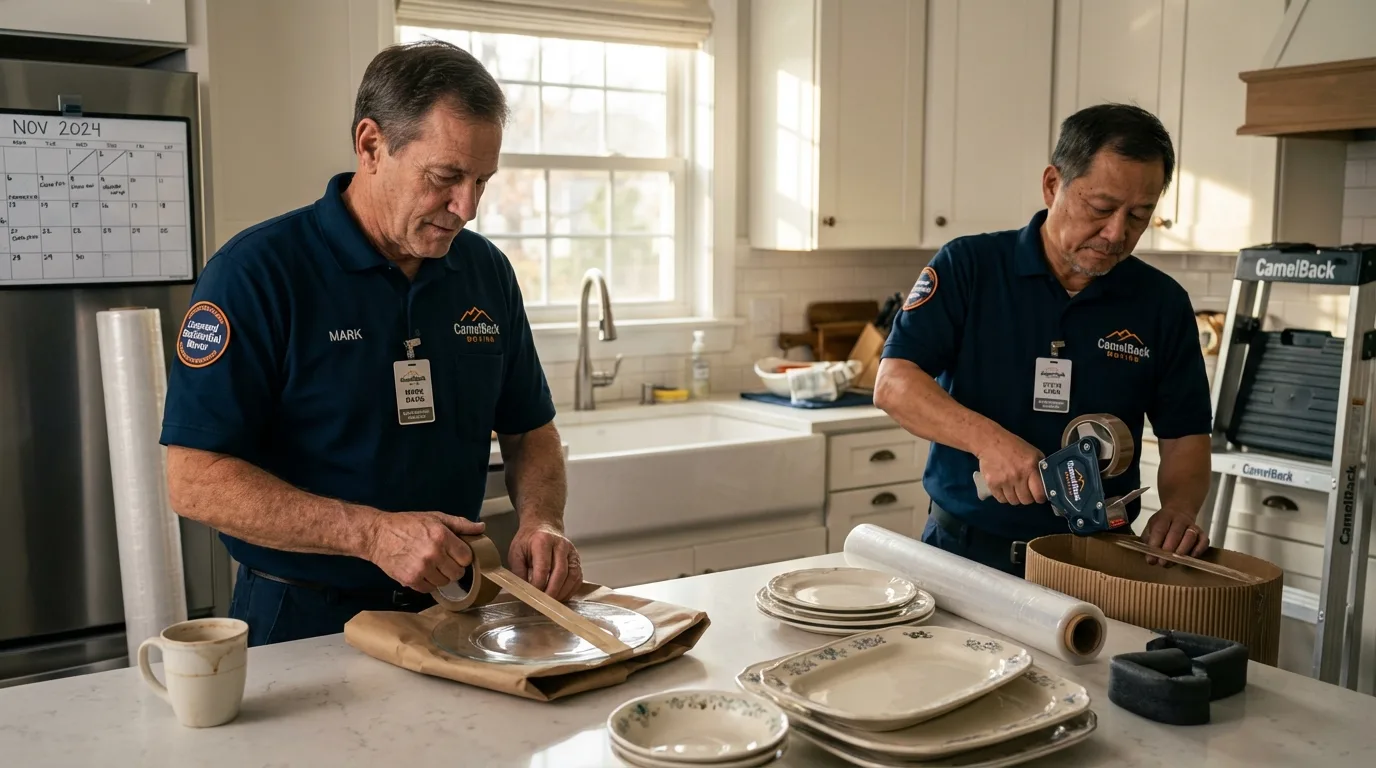 Professional crew packing kitchen dishware in Pigeon Forge, TN